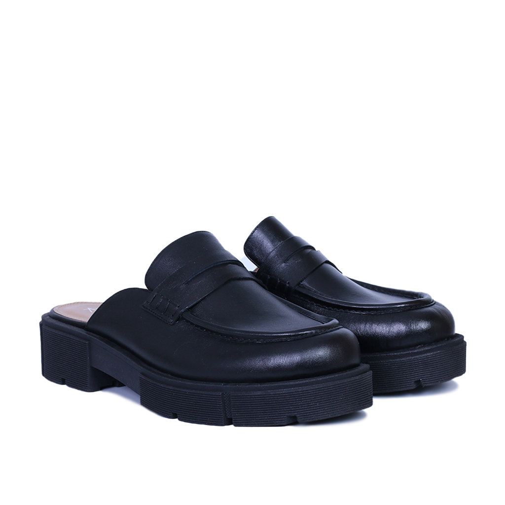 MULE MEKNES EN CUIR NOIR