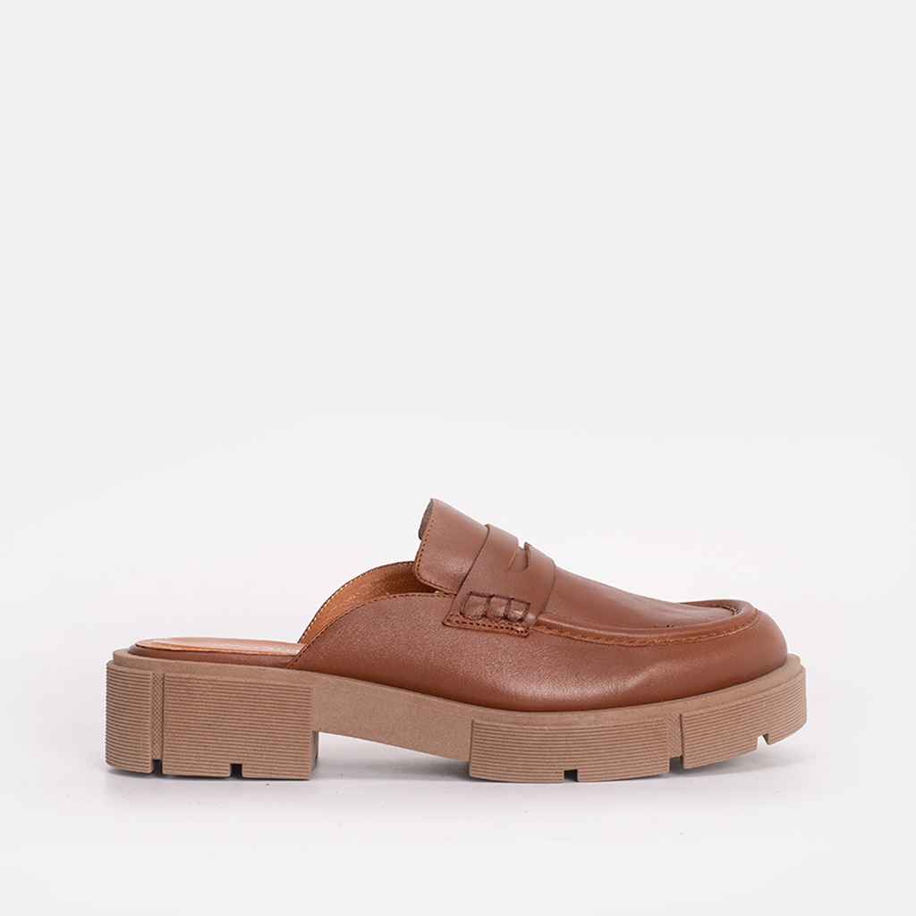 MULE MEKNES EN CUIR TABAC