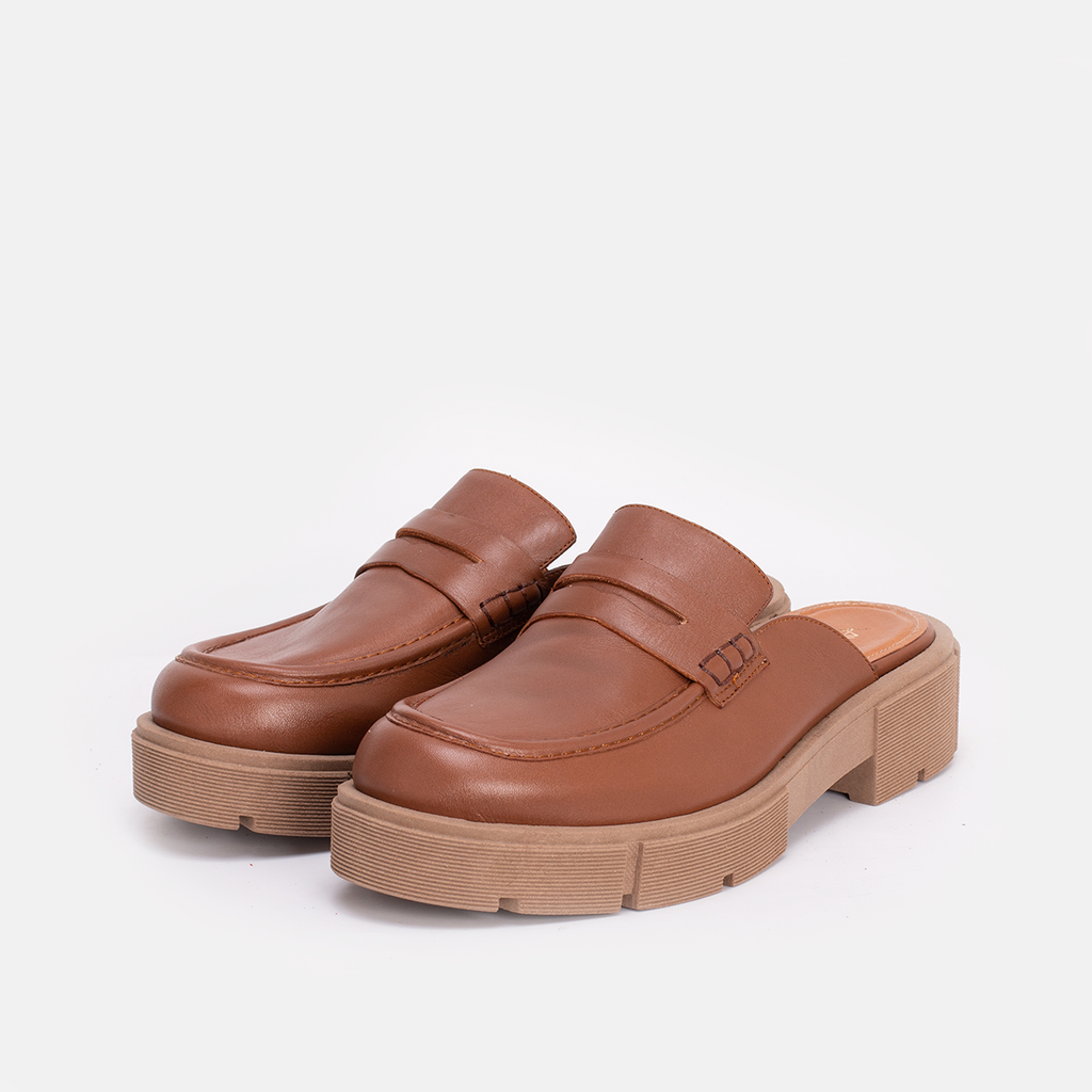 MULE MEKNES EN CUIR TABAC