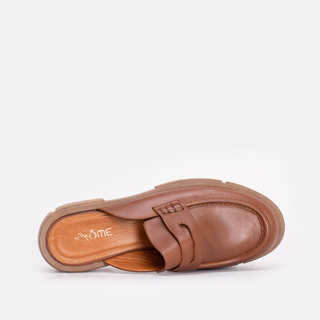 MULE MEKNES EN CUIR TABAC