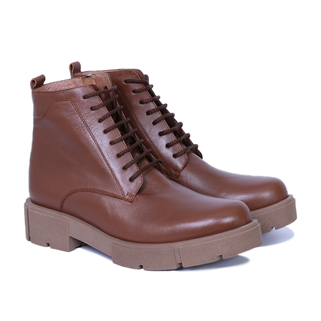 MENNAGIO  - BOTTINE EN CUIR TABAC