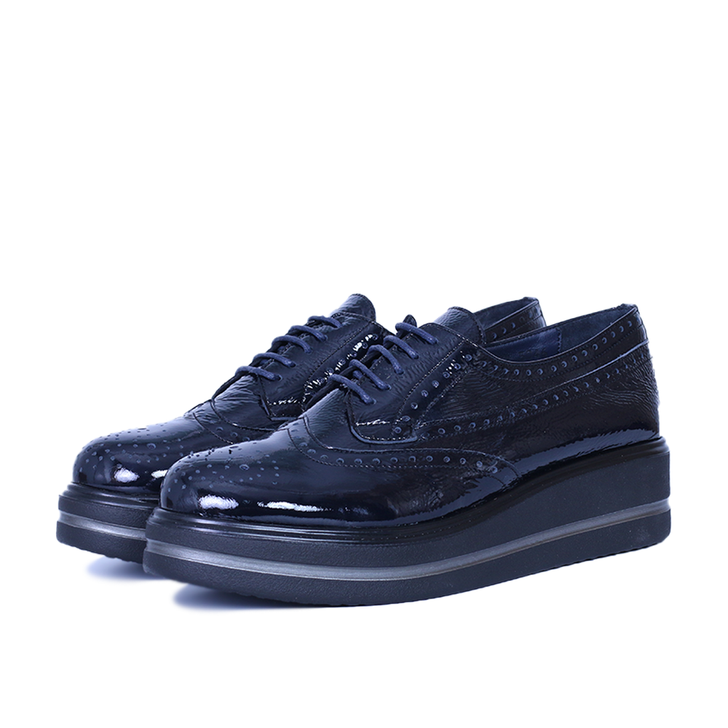 PINAR EN CUIR BRILLANT BLEU NUIT