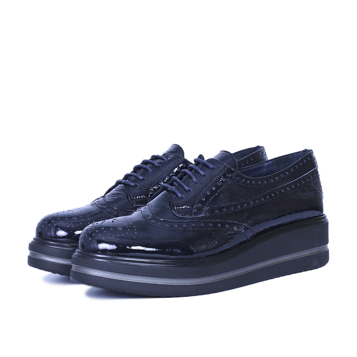 PINAR EN CUIR BRILLANT BLEU NUIT