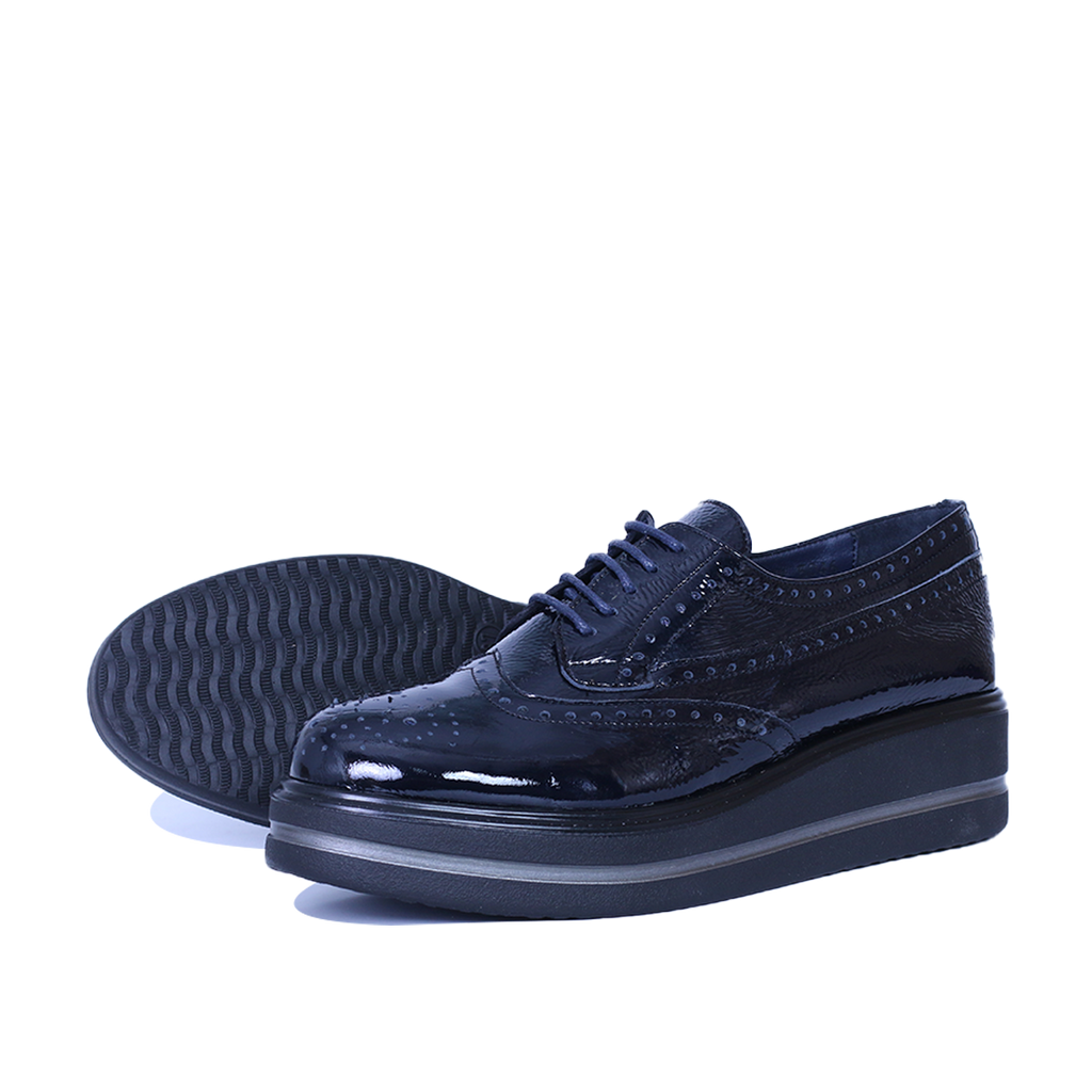PINAR EN CUIR BRILLANT BLEU NUIT