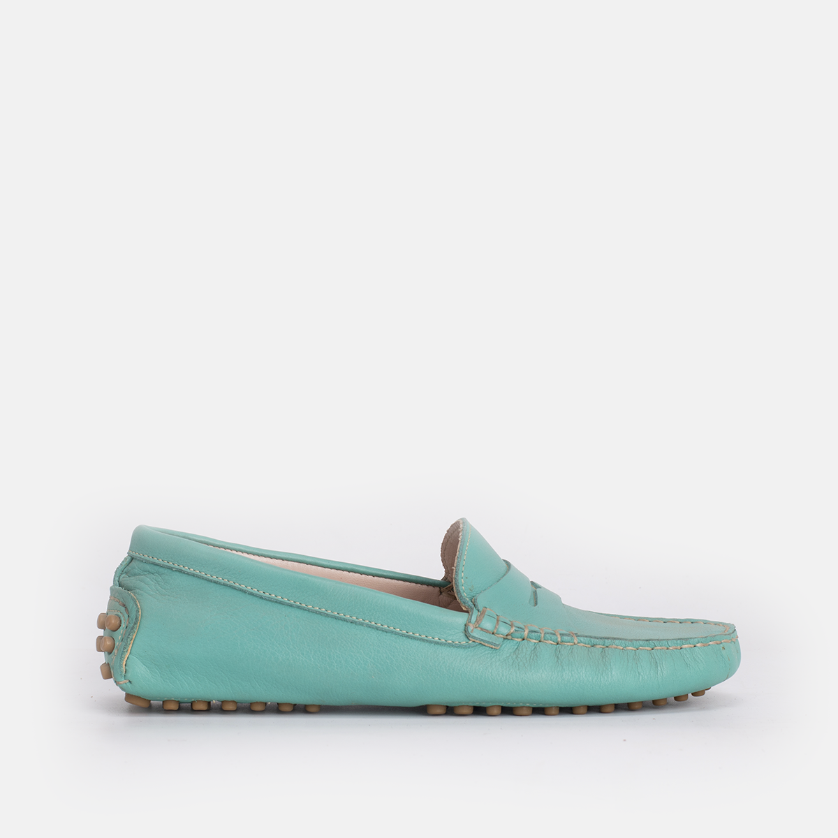 Smile Mocassin en cuir vert eau