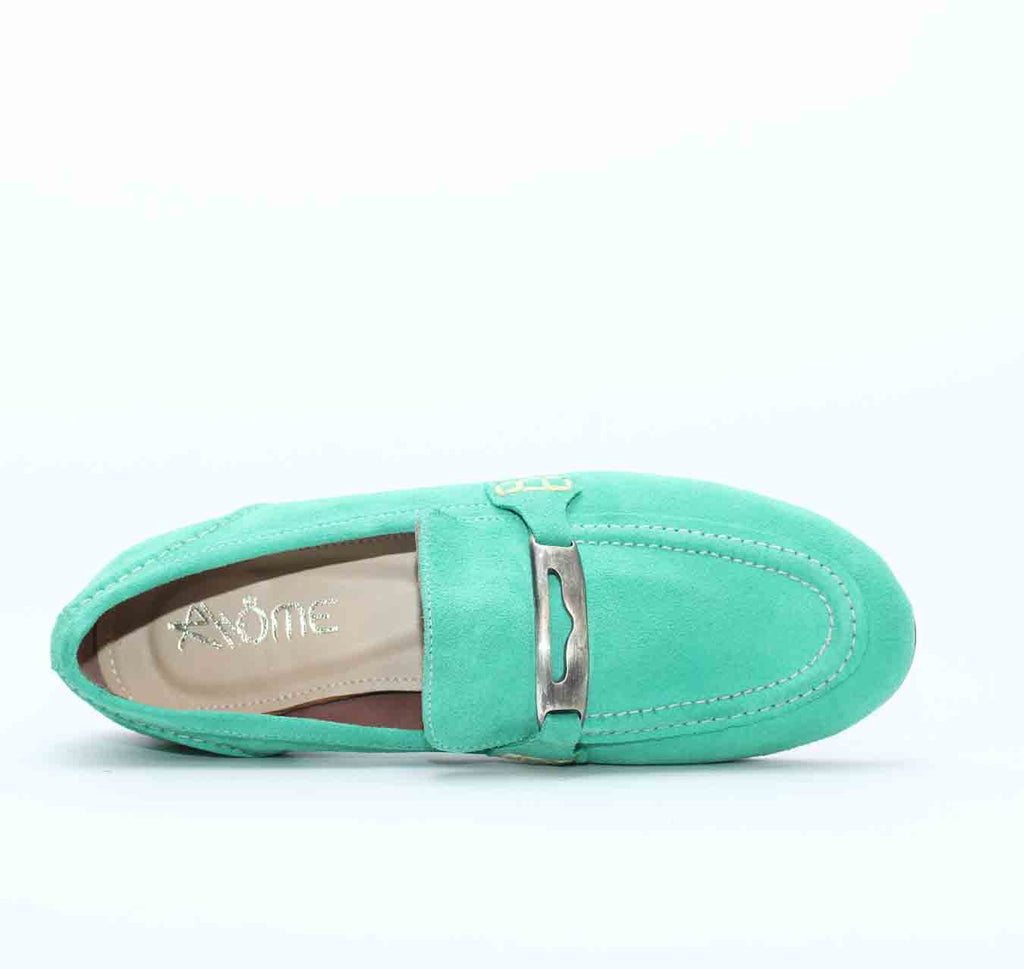 MOCASSINS EN DAIM VERT EAU 114