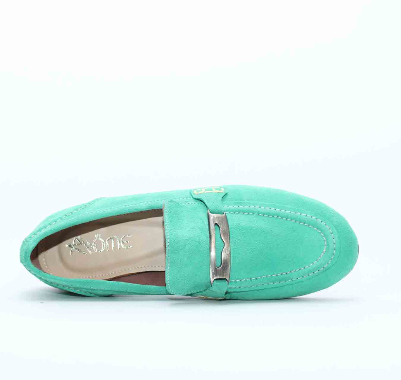 MOCASSINS EN DAIM VERT EAU 114