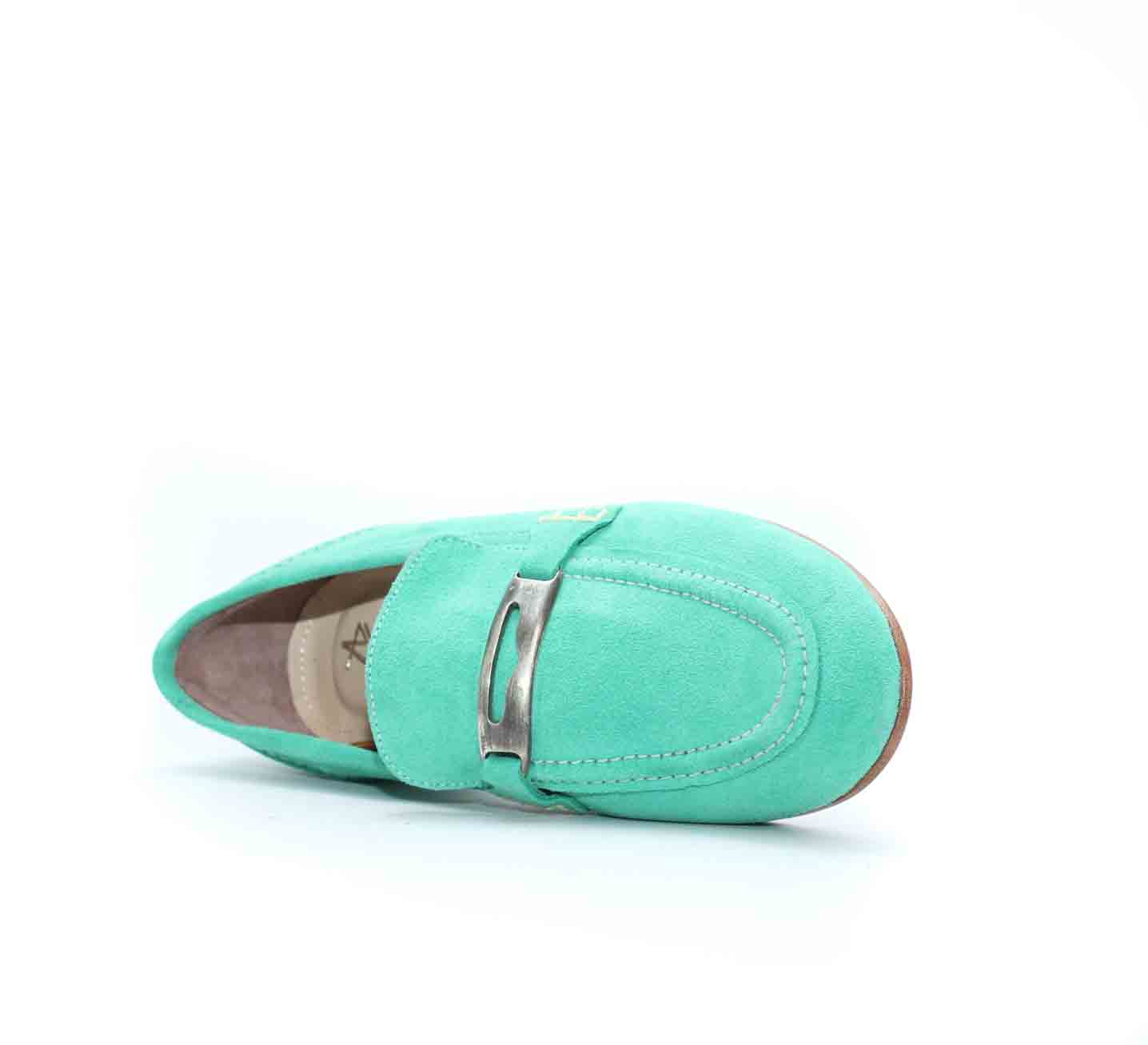 MOCASSINS EN DAIM VERT EAU 114