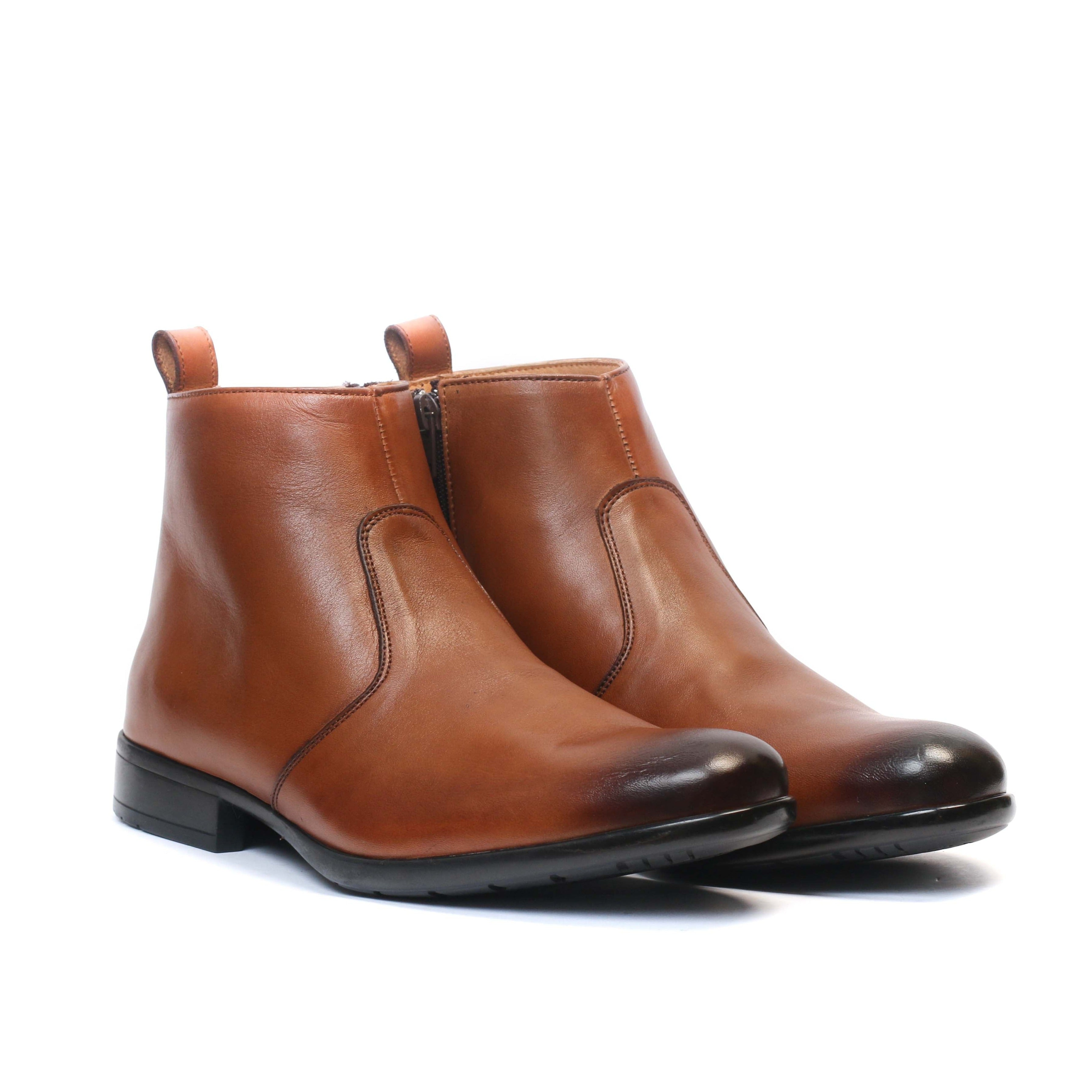 BOTTINE  EN CUIR TABAC 089