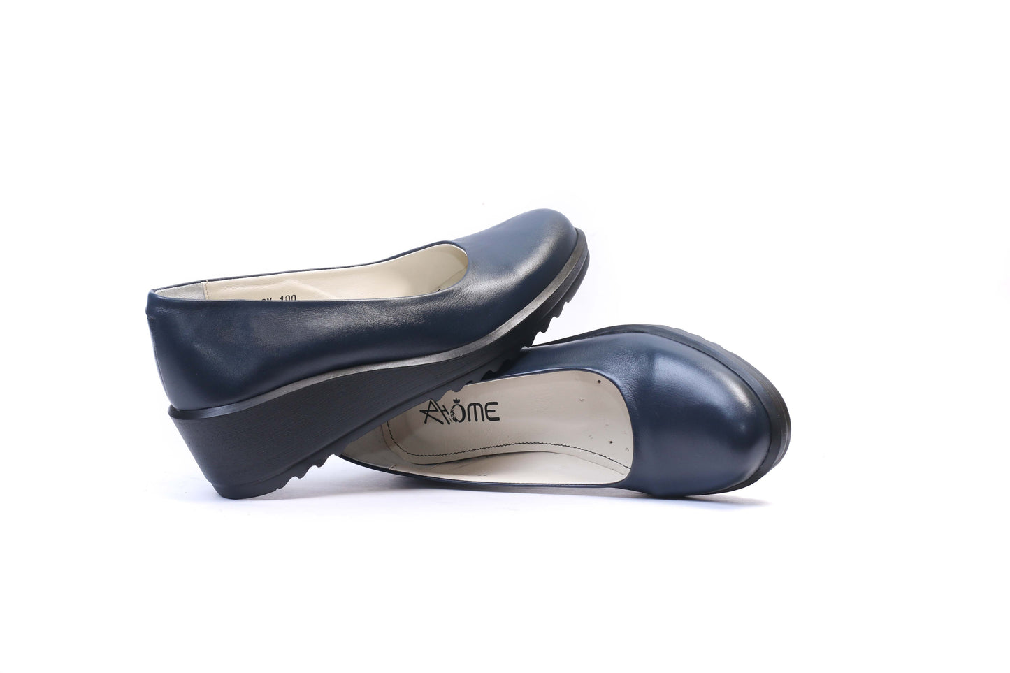 Ballerines Confort en Cuir Bleu nuit 1000