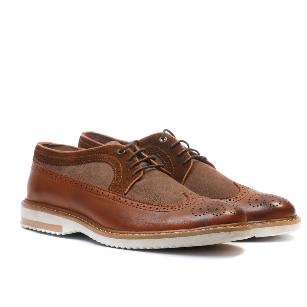 Chaussure en Cuir&Daim Tabac-704