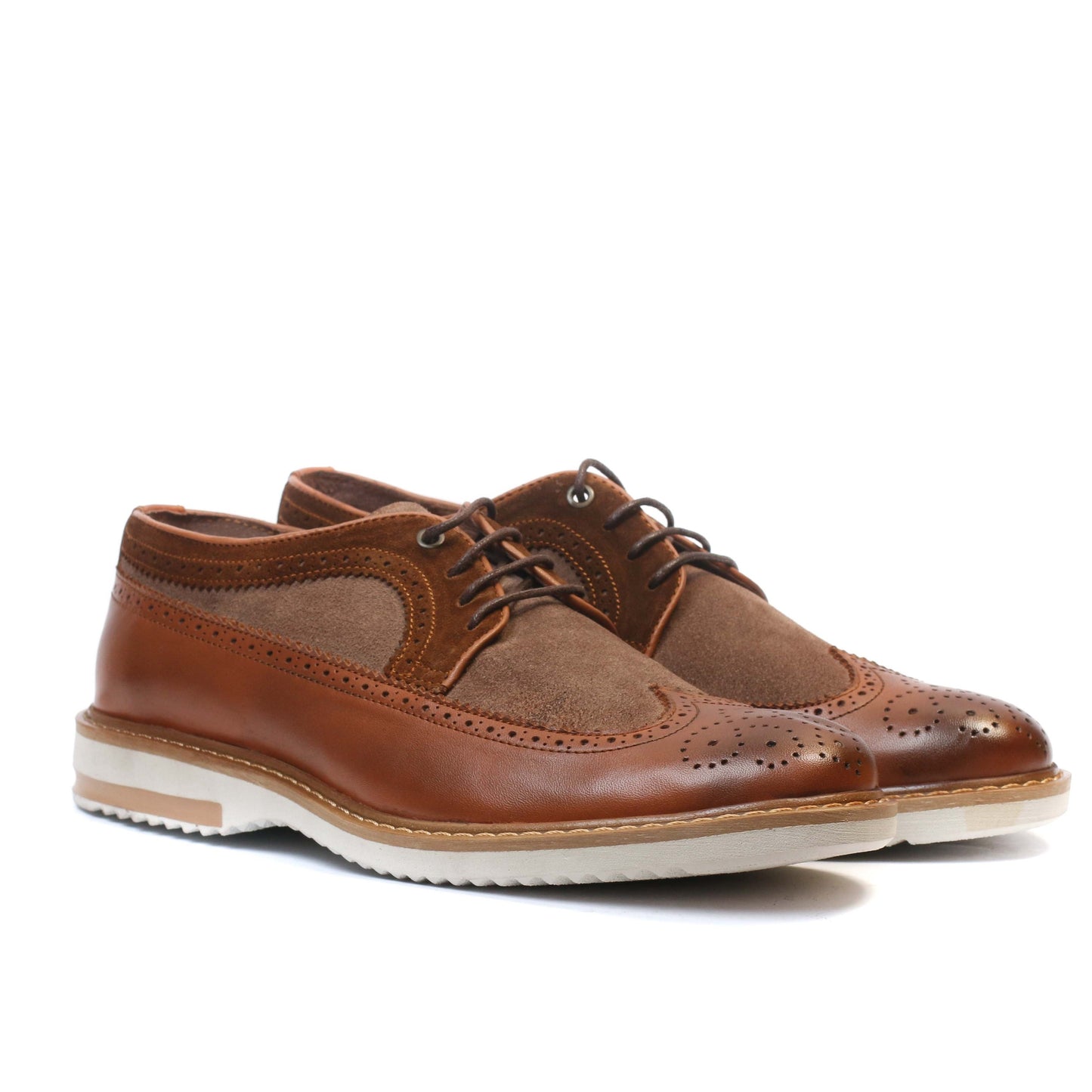 Chaussure en Cuir&Daim Tabac-704