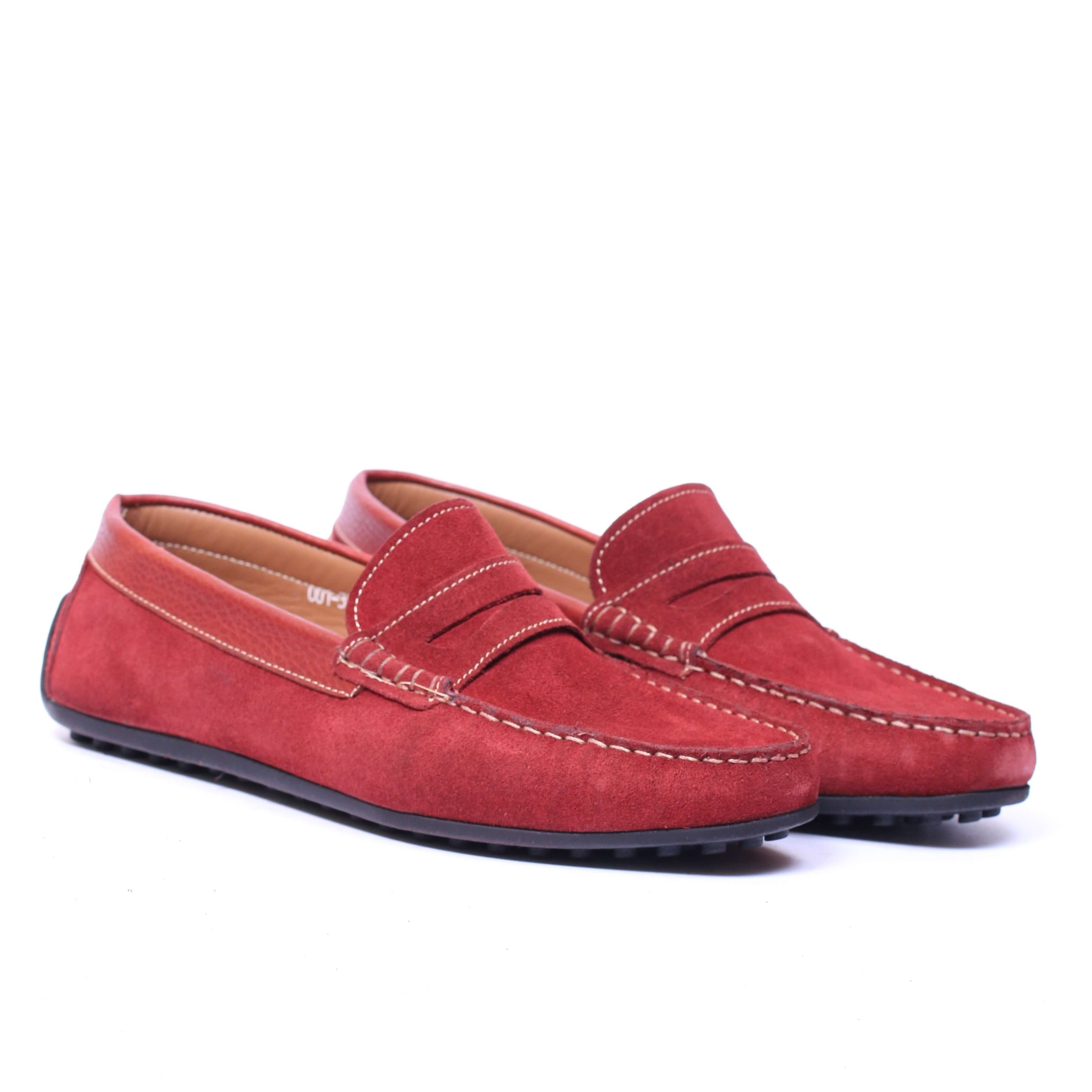 Mocassin en daim Grenat 001