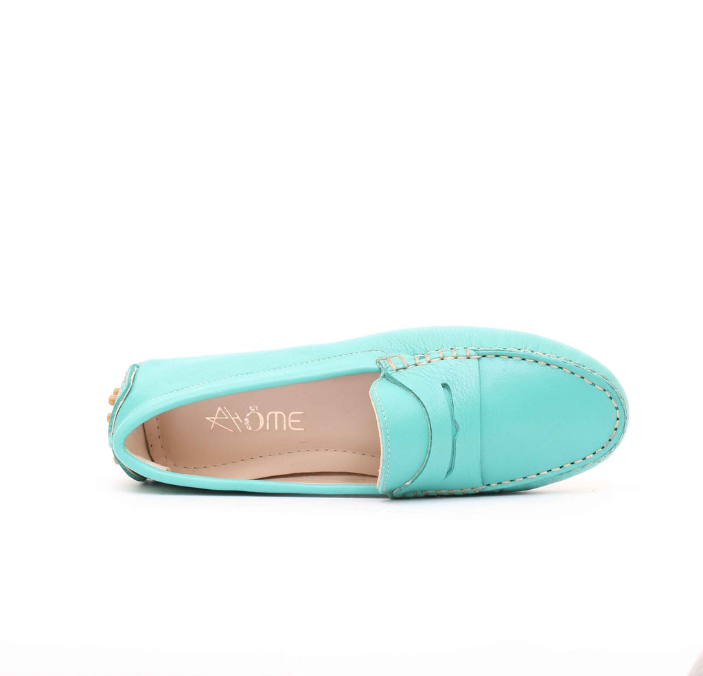 Smile Mocassin en cuir vert eau