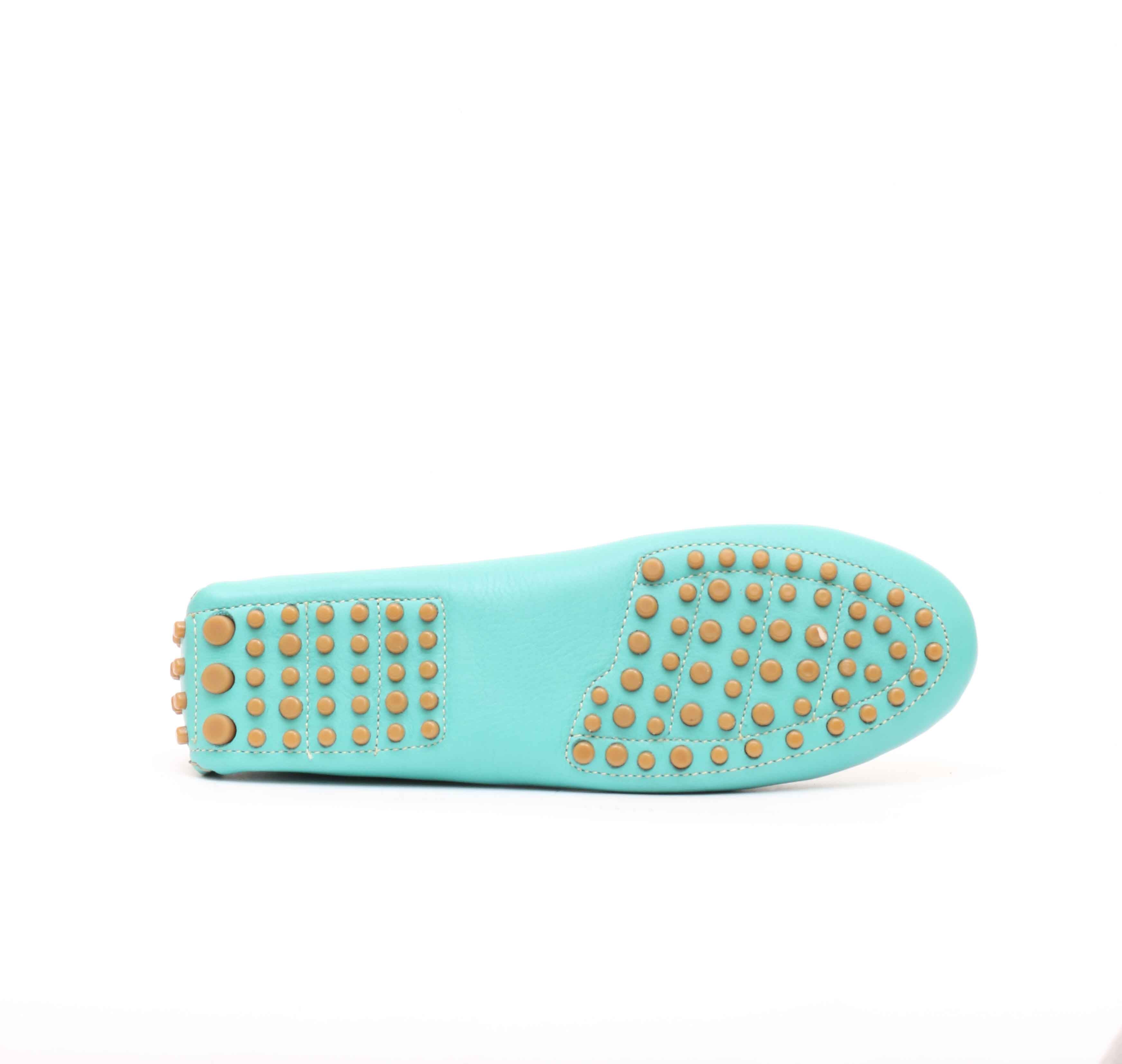 Smile Mocassin en cuir vert eau