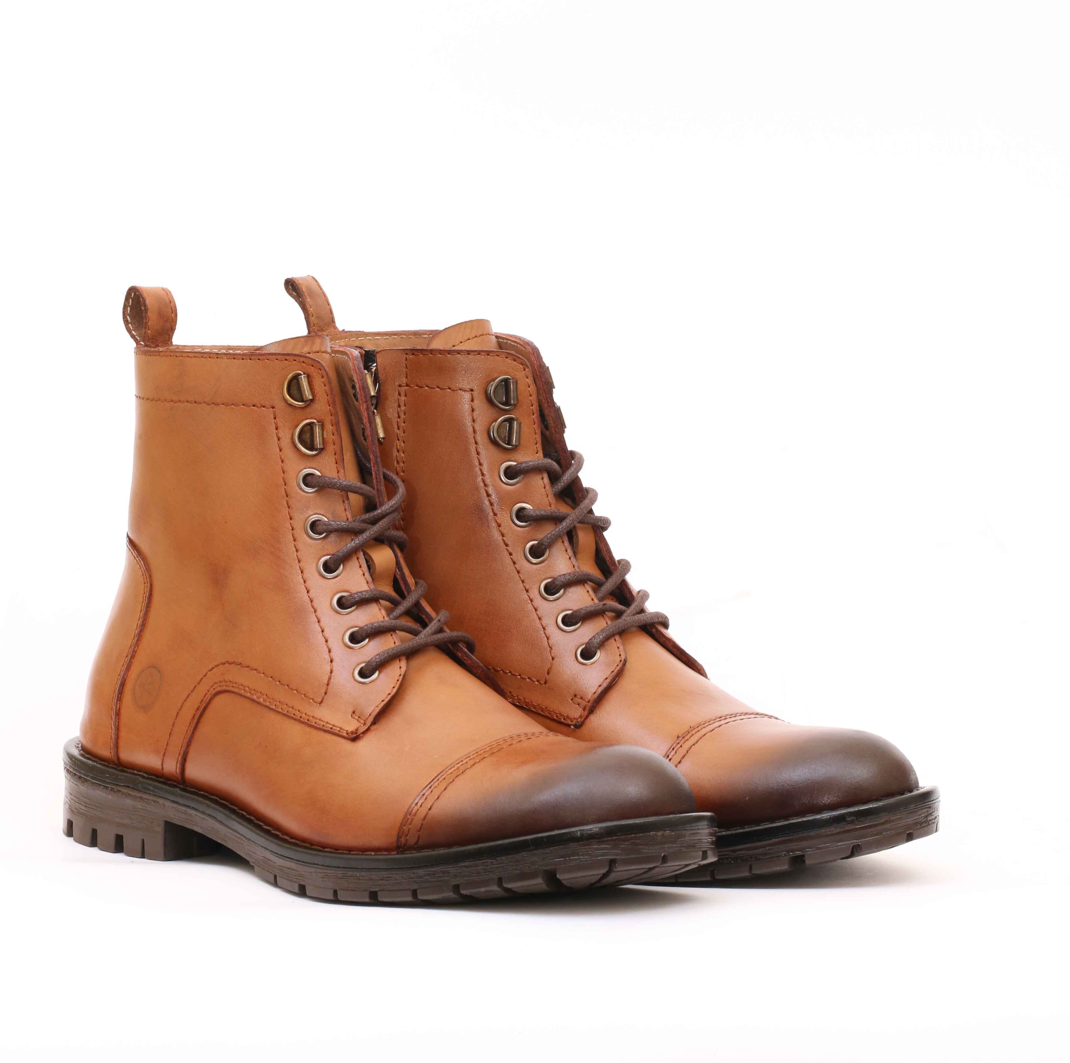 Bottine En cuir Tabac-407