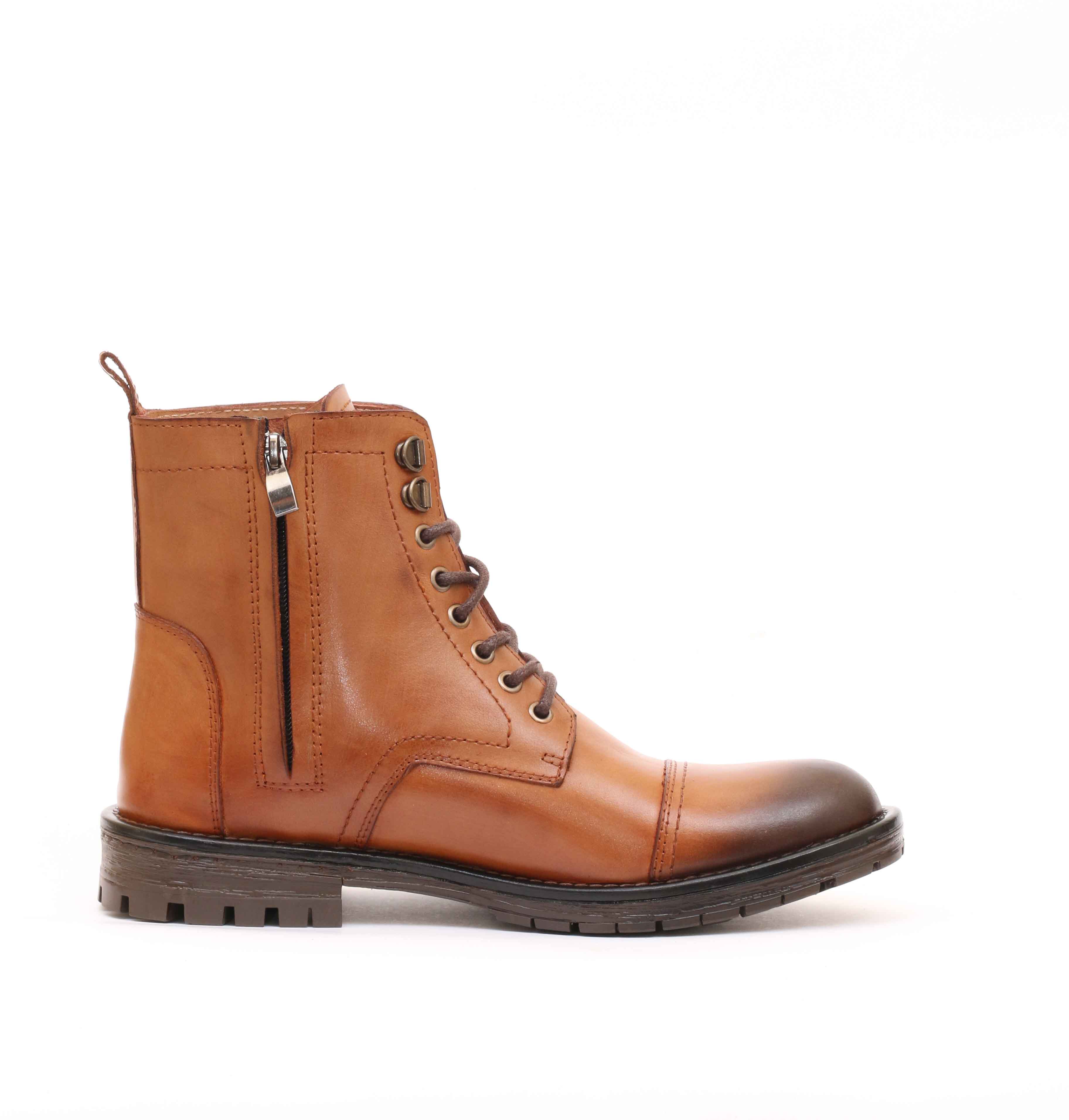 Bottine En cuir Tabac-407