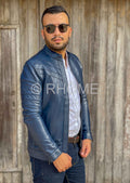 Blouson en Cuir Bleu 1221