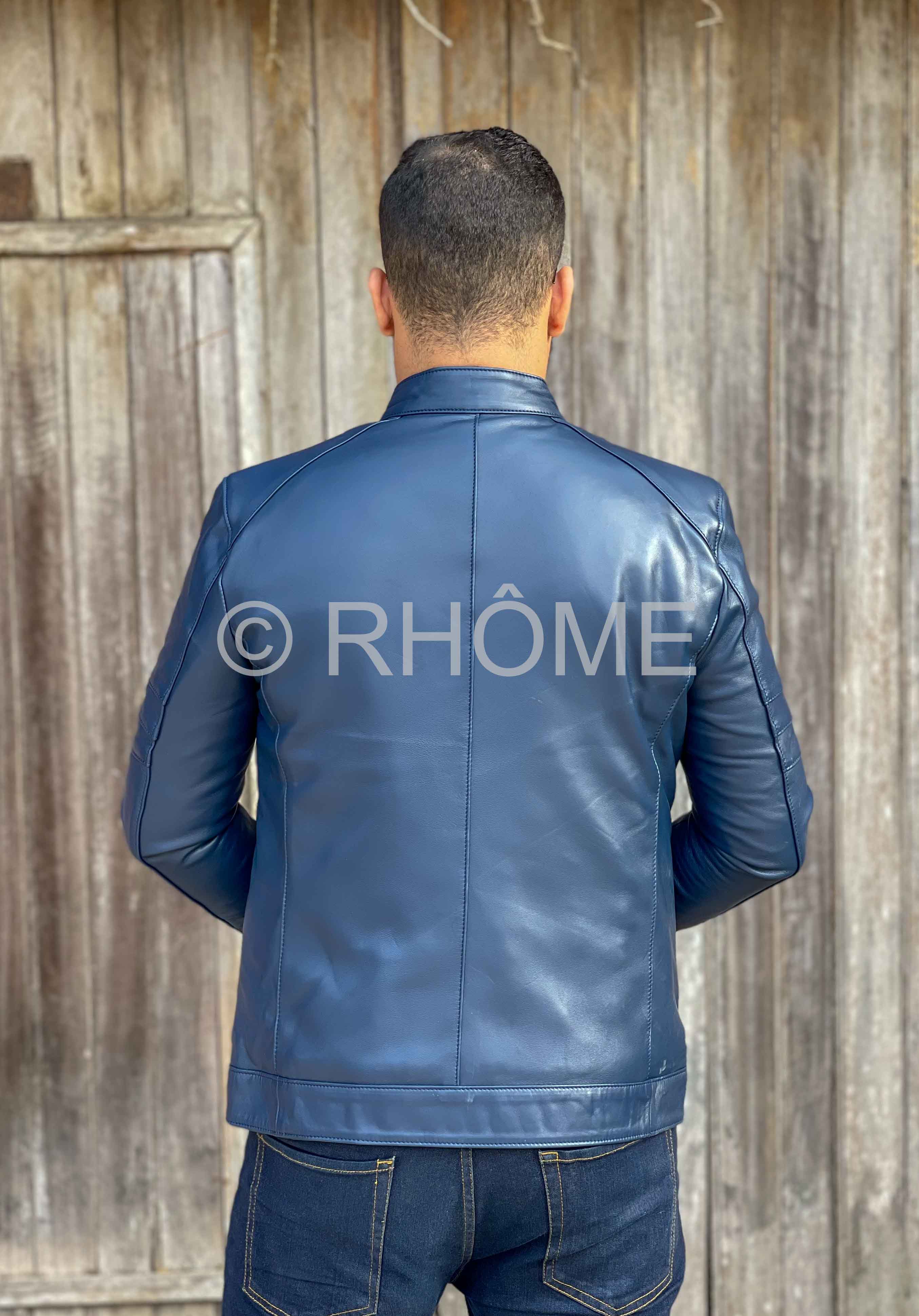 Blouson en Cuir Bleu 1221