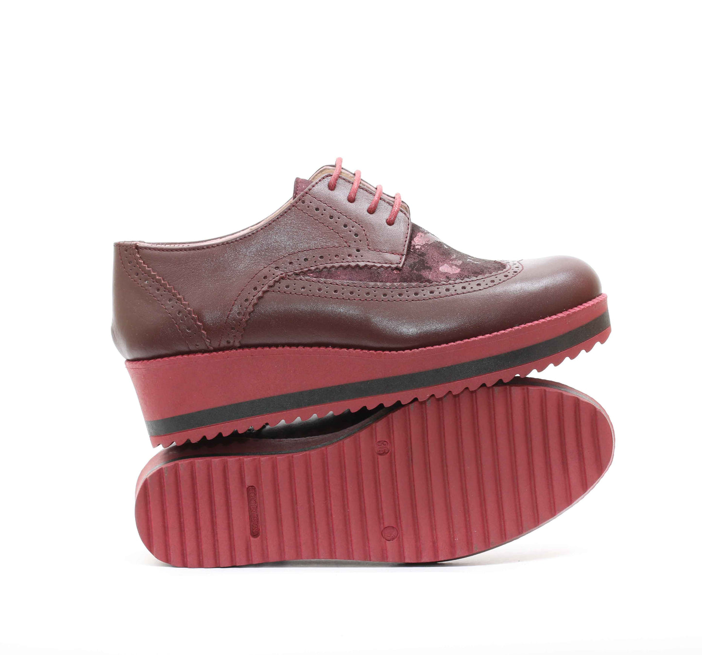 Chaussures en Cuir Bordeau - 828
