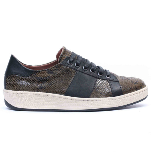 BASKETS EN CUIR SERPENT VERT MILITAIRE 1049