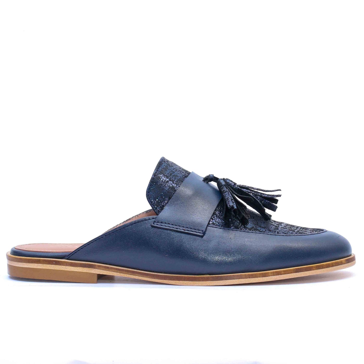 Mules en cuir bleu 6000