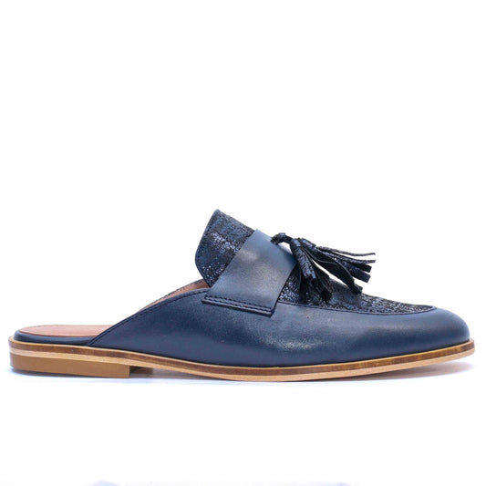 Mules en cuir bleu 6000