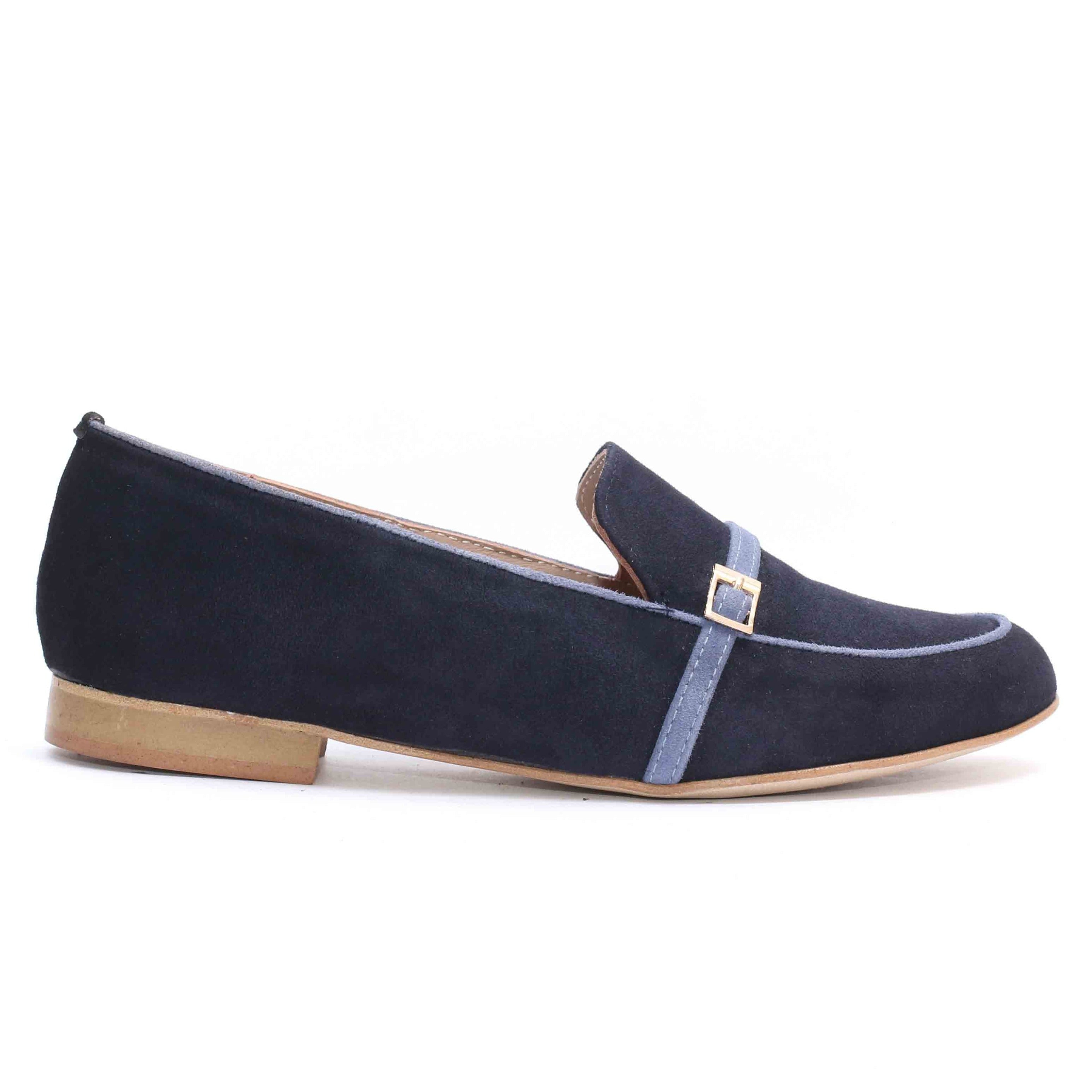 Ballerines en Daim Bleu-1073