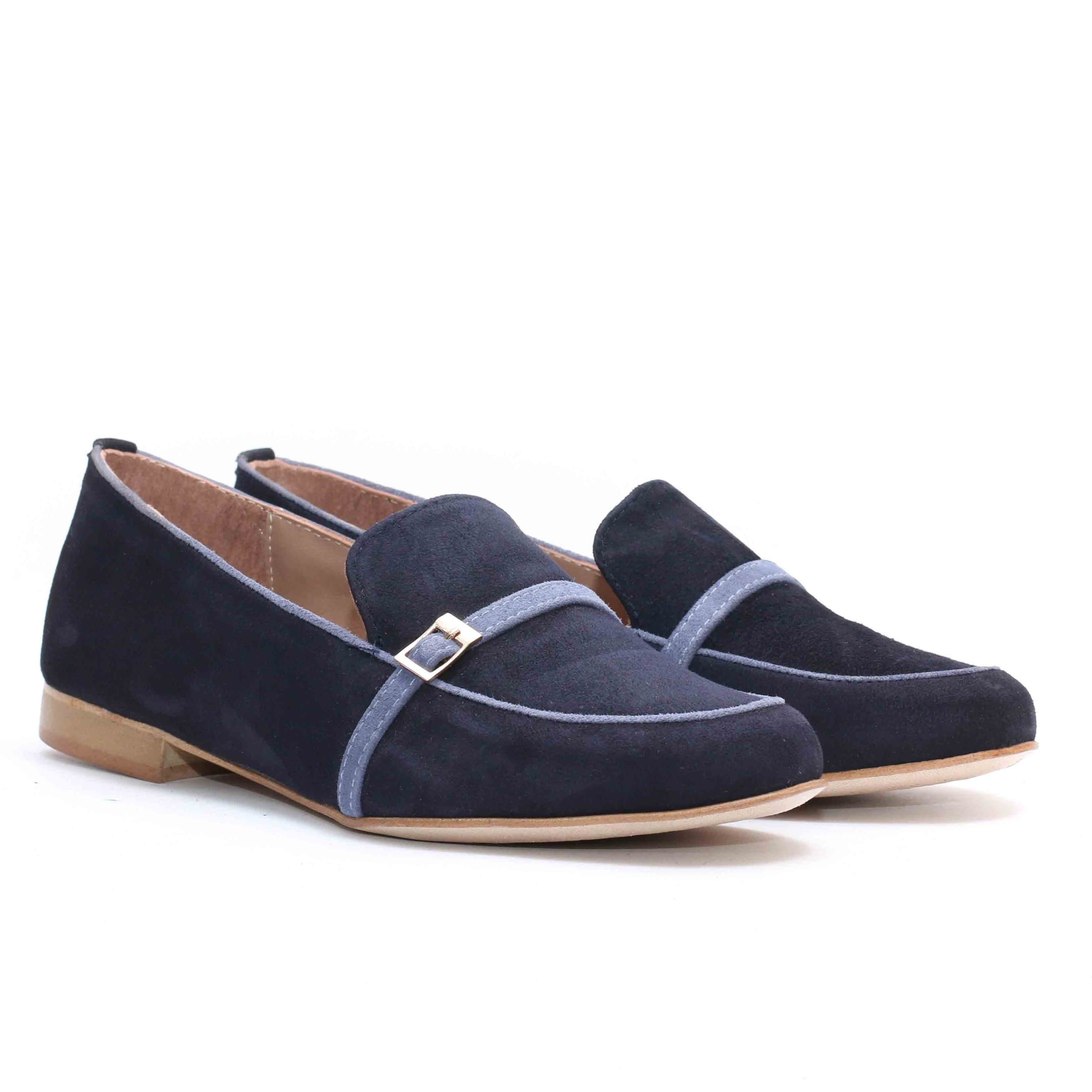 Ballerines en Daim Bleu-1073