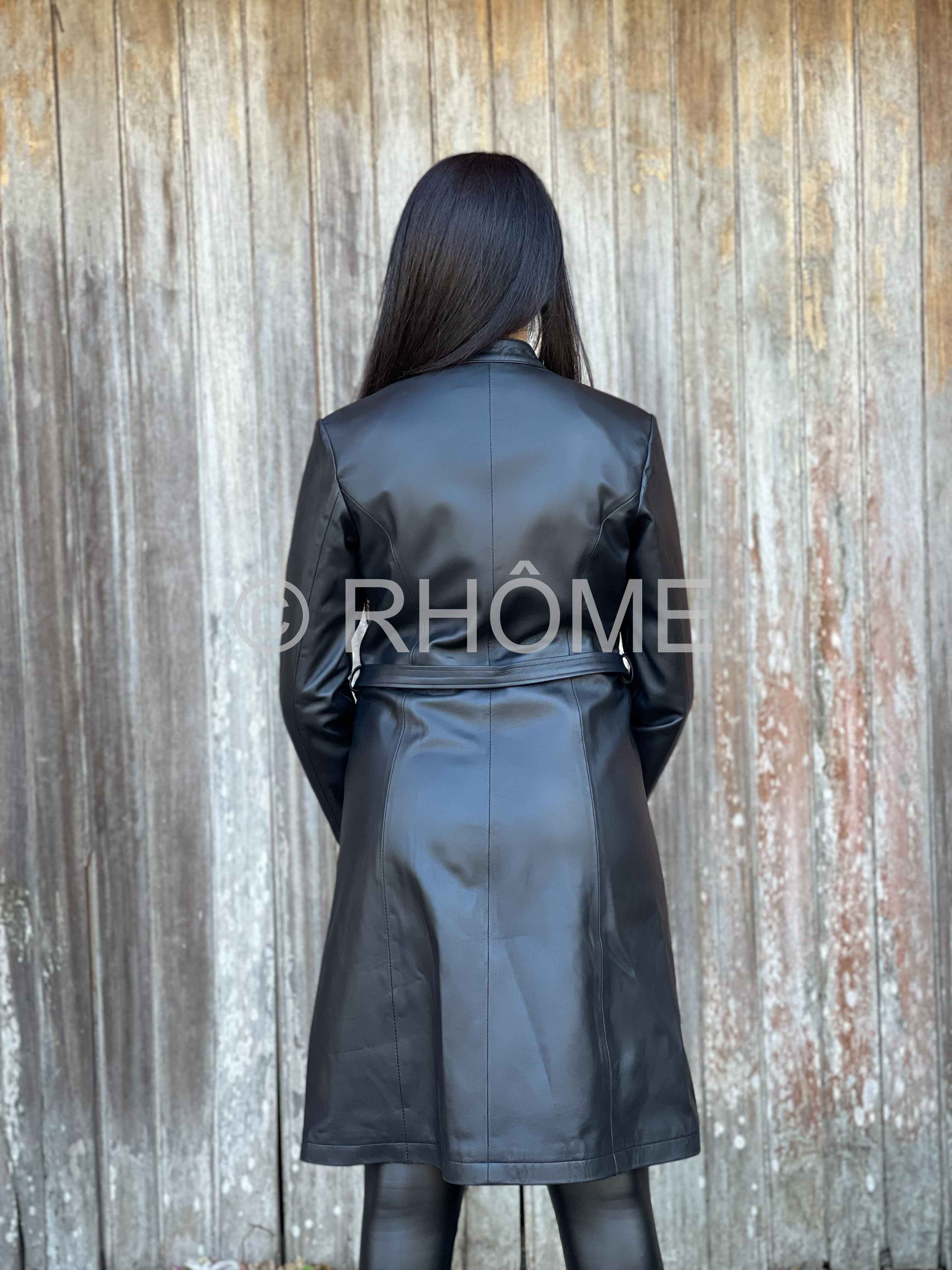 Manteau en cuir noir 087