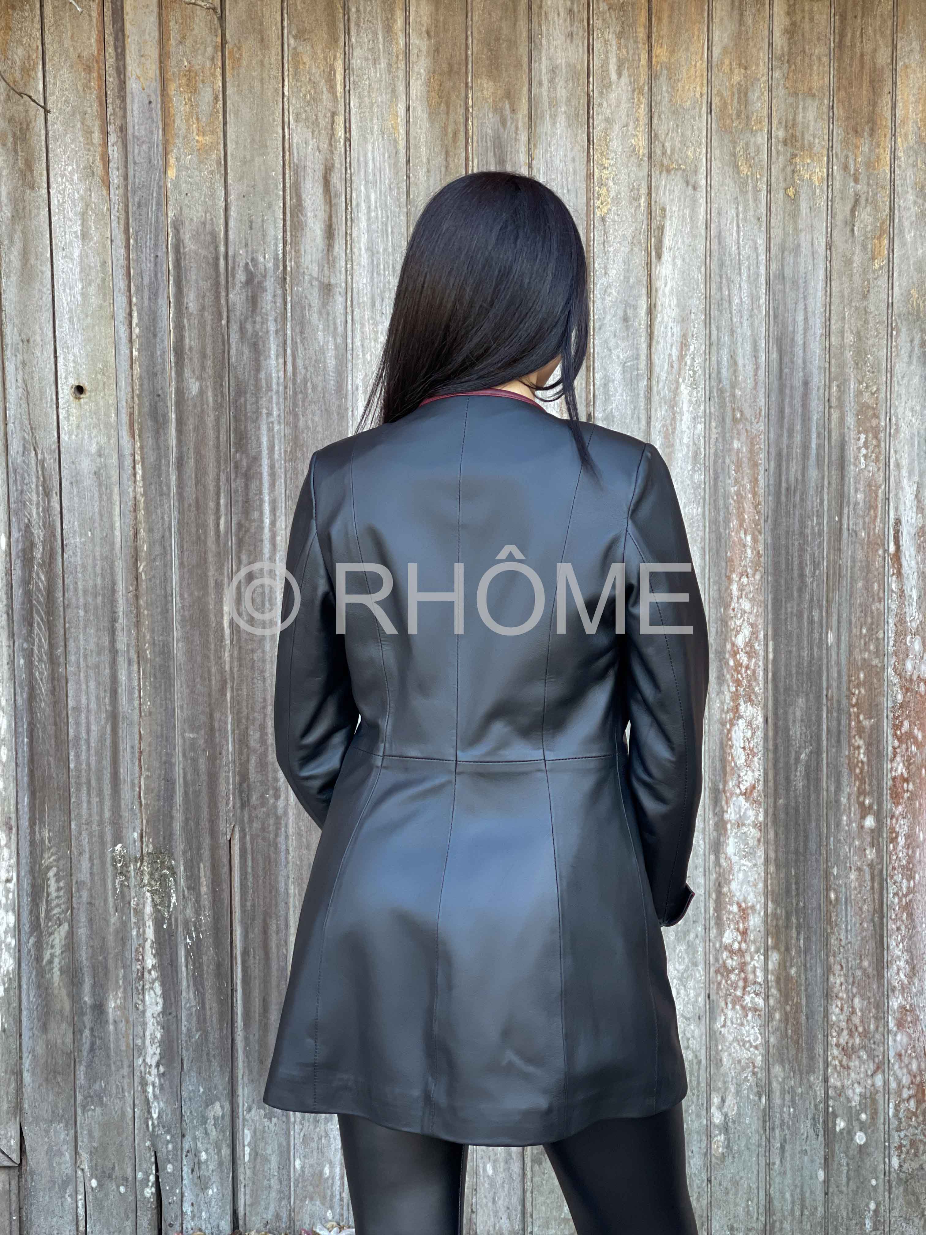 Manteau en cuir noir 6167