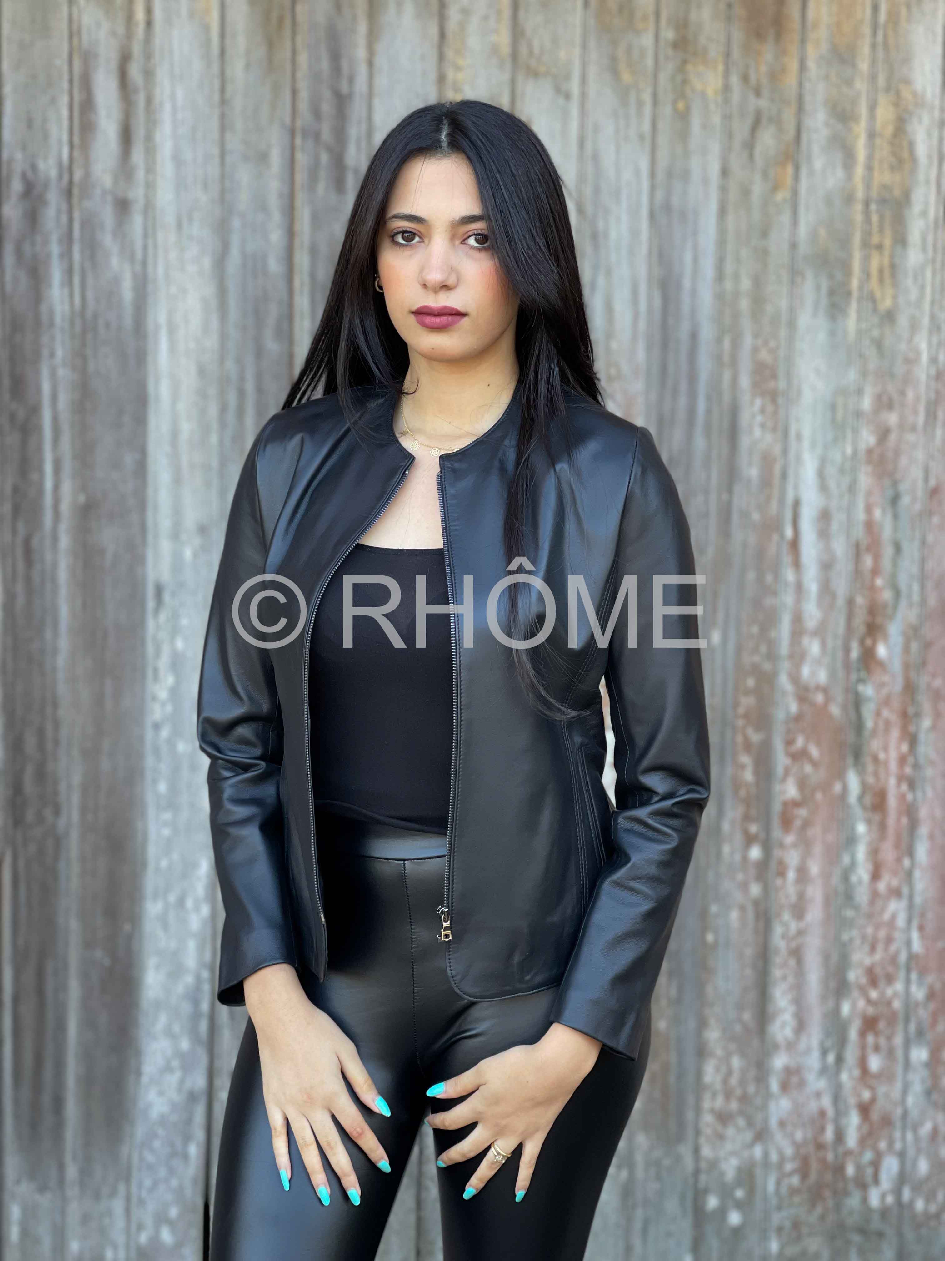 Veste en cuir Noir 056