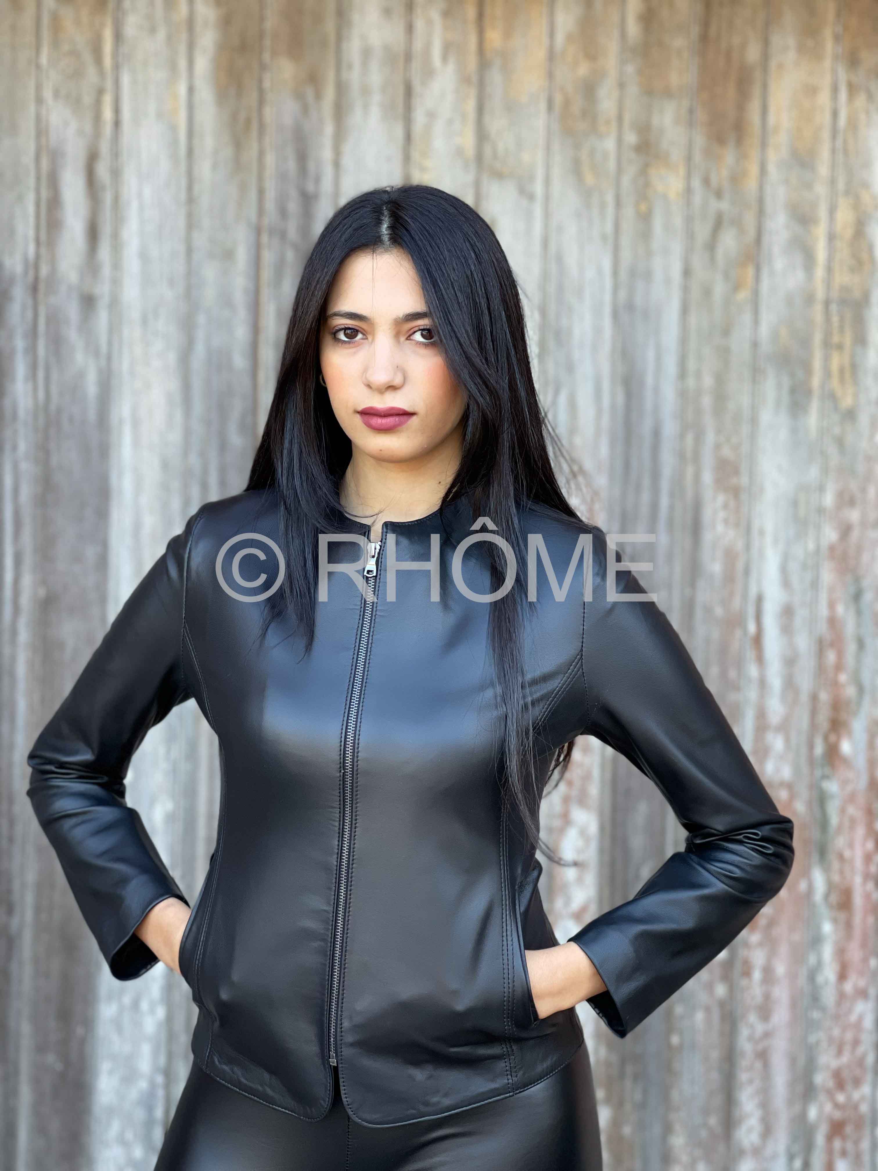 Veste en cuir Noir 056