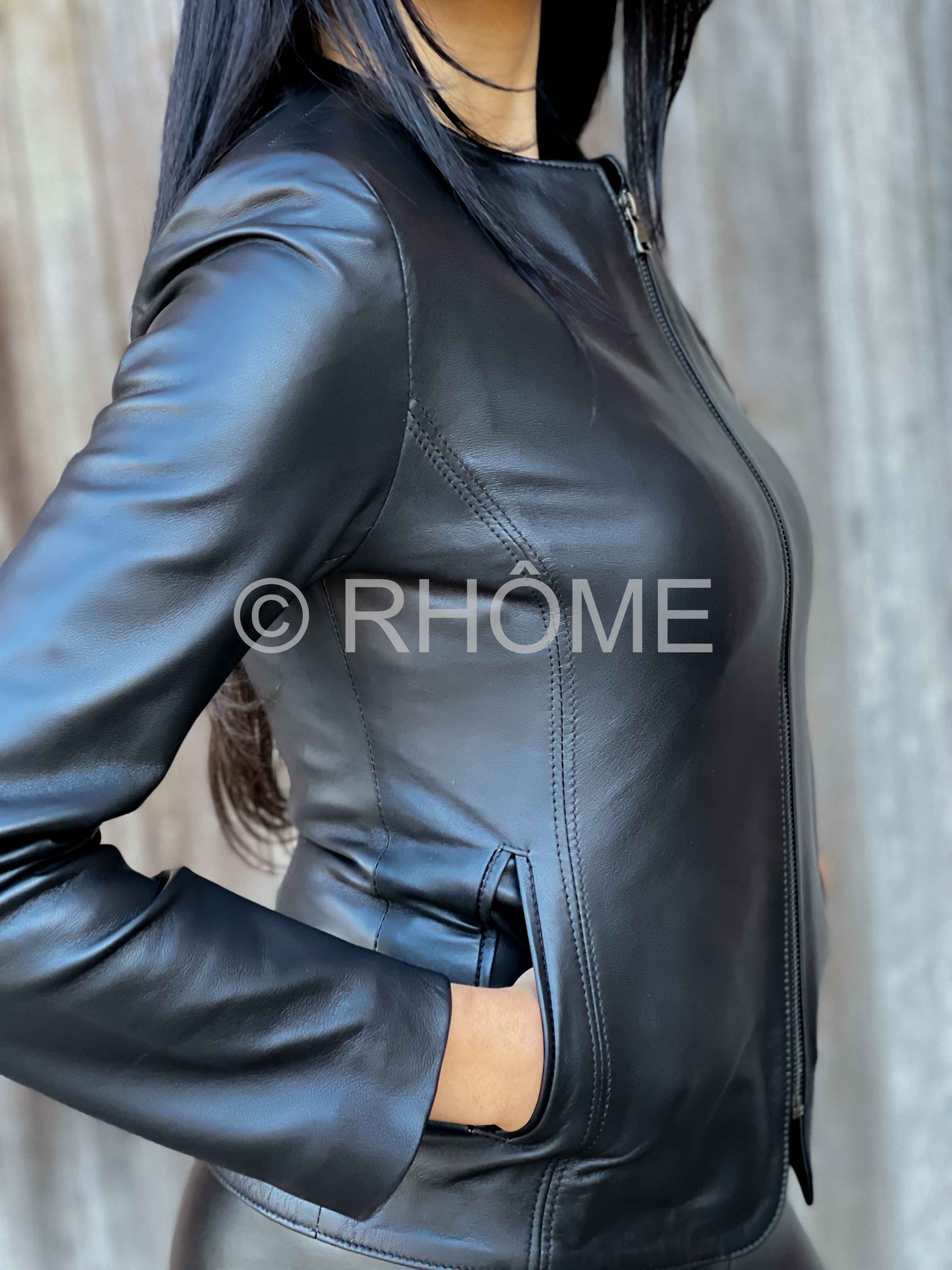 Veste en cuir Noir 056